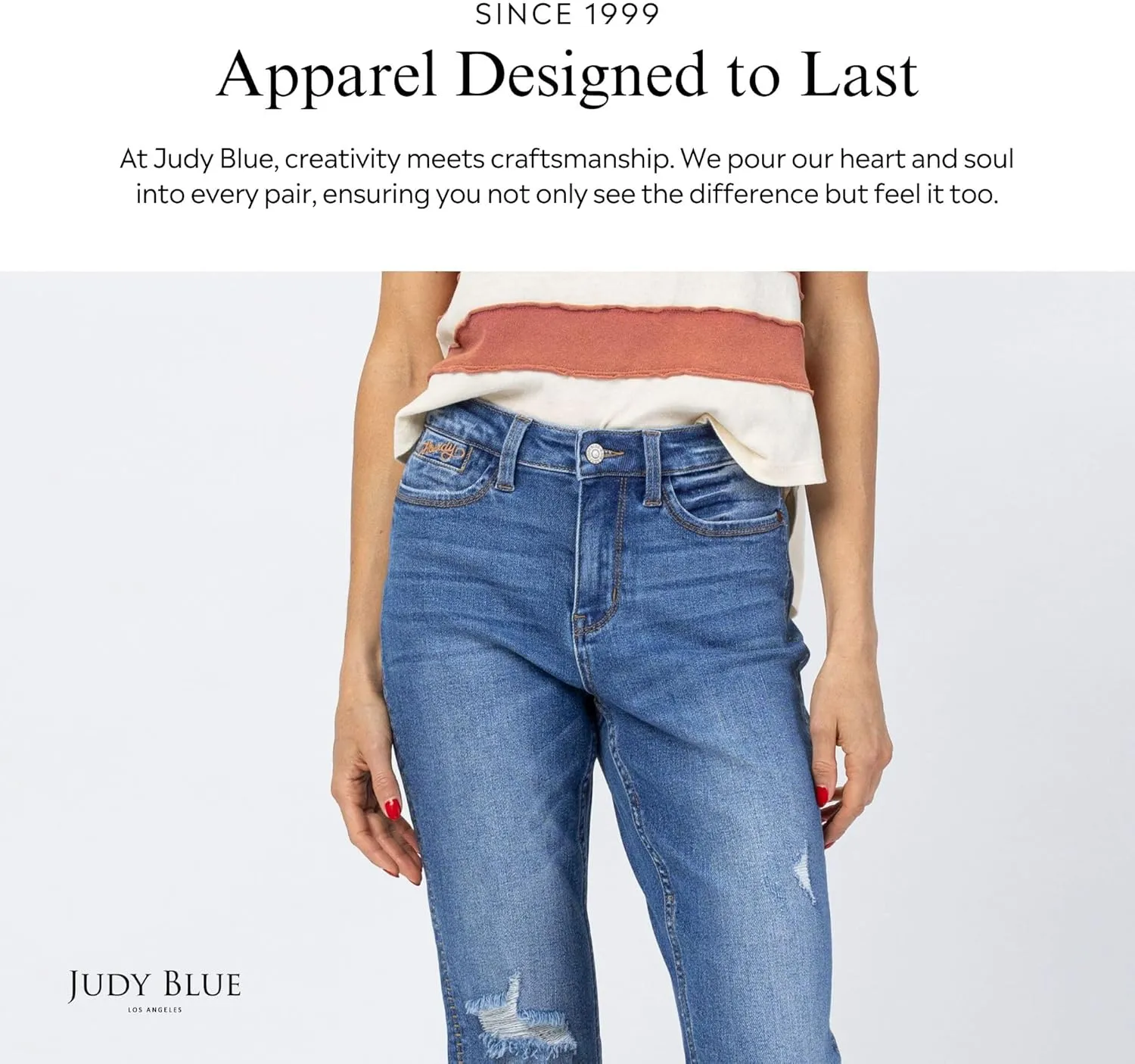 Judy Blue Women's High-Rise Howdy Embroidery Boyfriend Jeans with Side Seam Stitch