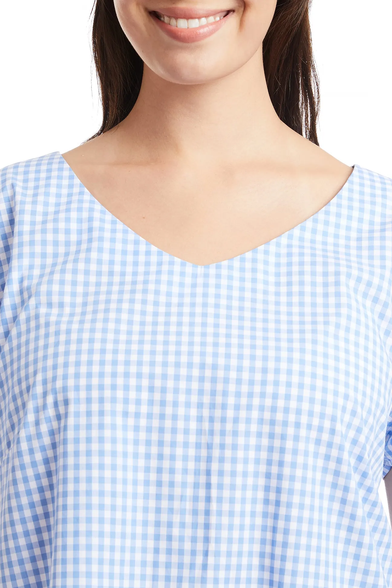 Ladies Oceanique Dress Wide Gingham Blue