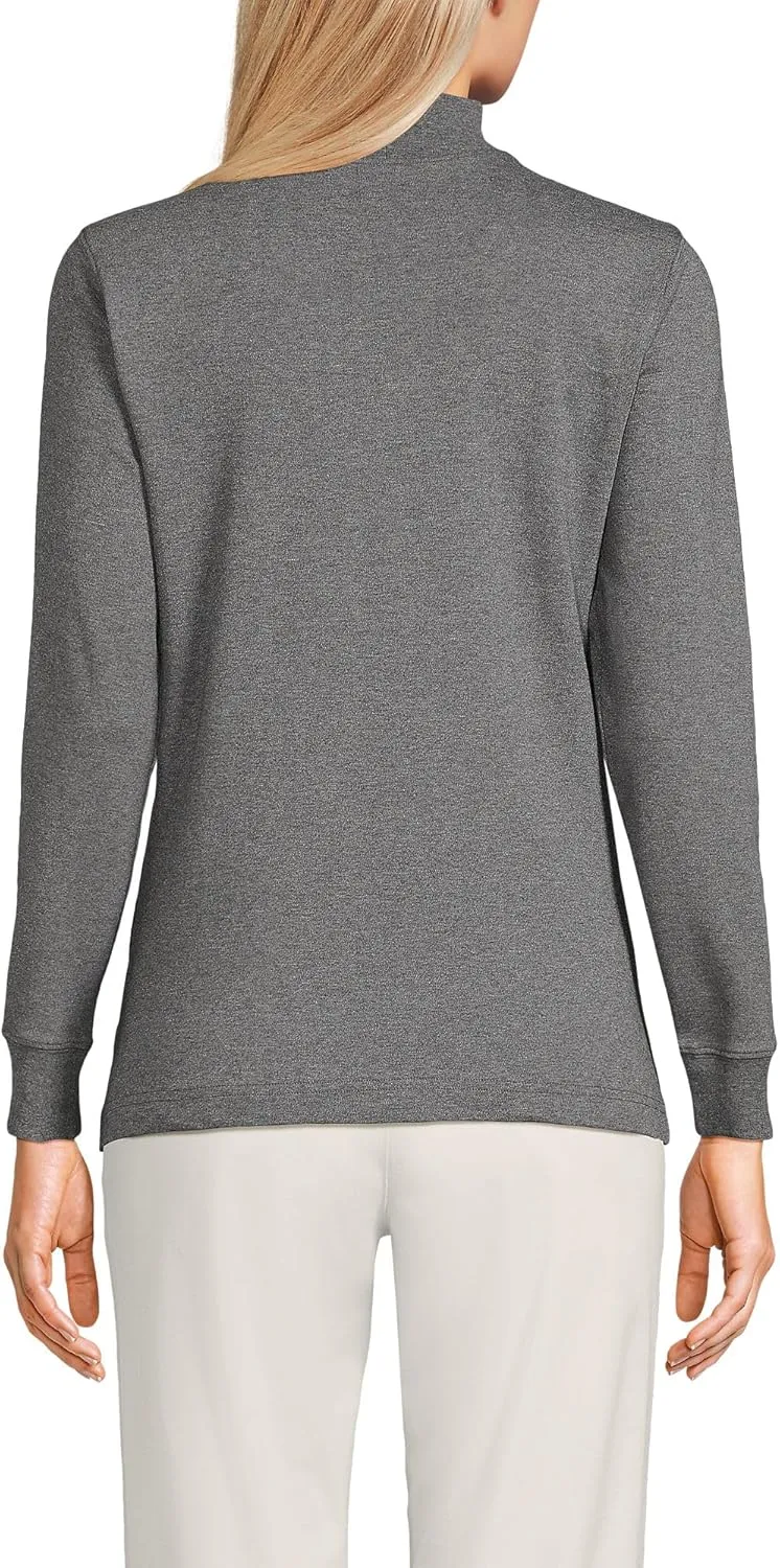 Lands' End Women's Relaxed Cotton Long Sleeve Mock Turtleneck Shirt