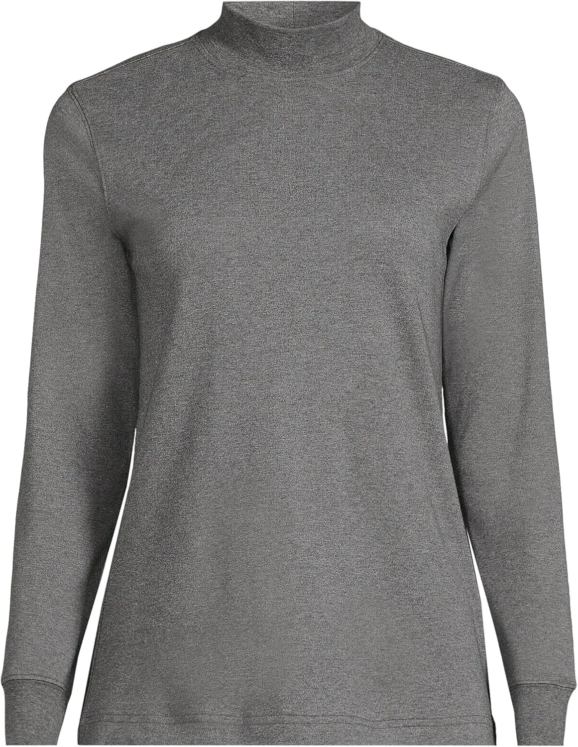 Lands' End Women's Relaxed Cotton Long Sleeve Mock Turtleneck Shirt