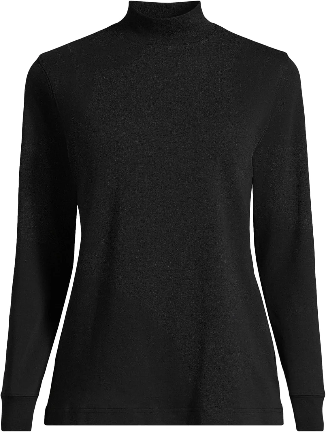 Lands' End Women's Relaxed Cotton Long Sleeve Mock Turtleneck Shirt