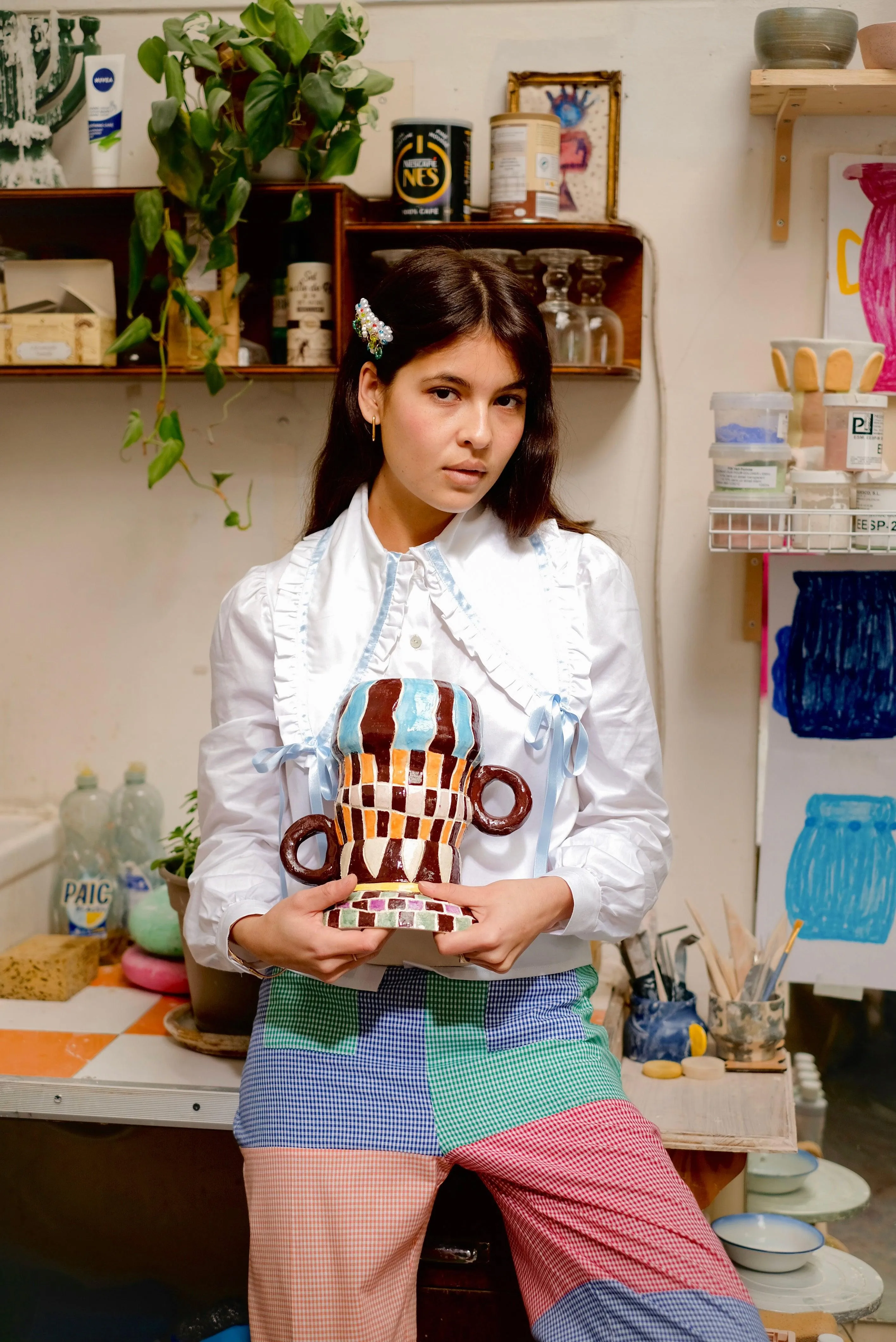 Le Bow shirt - baby blue bow