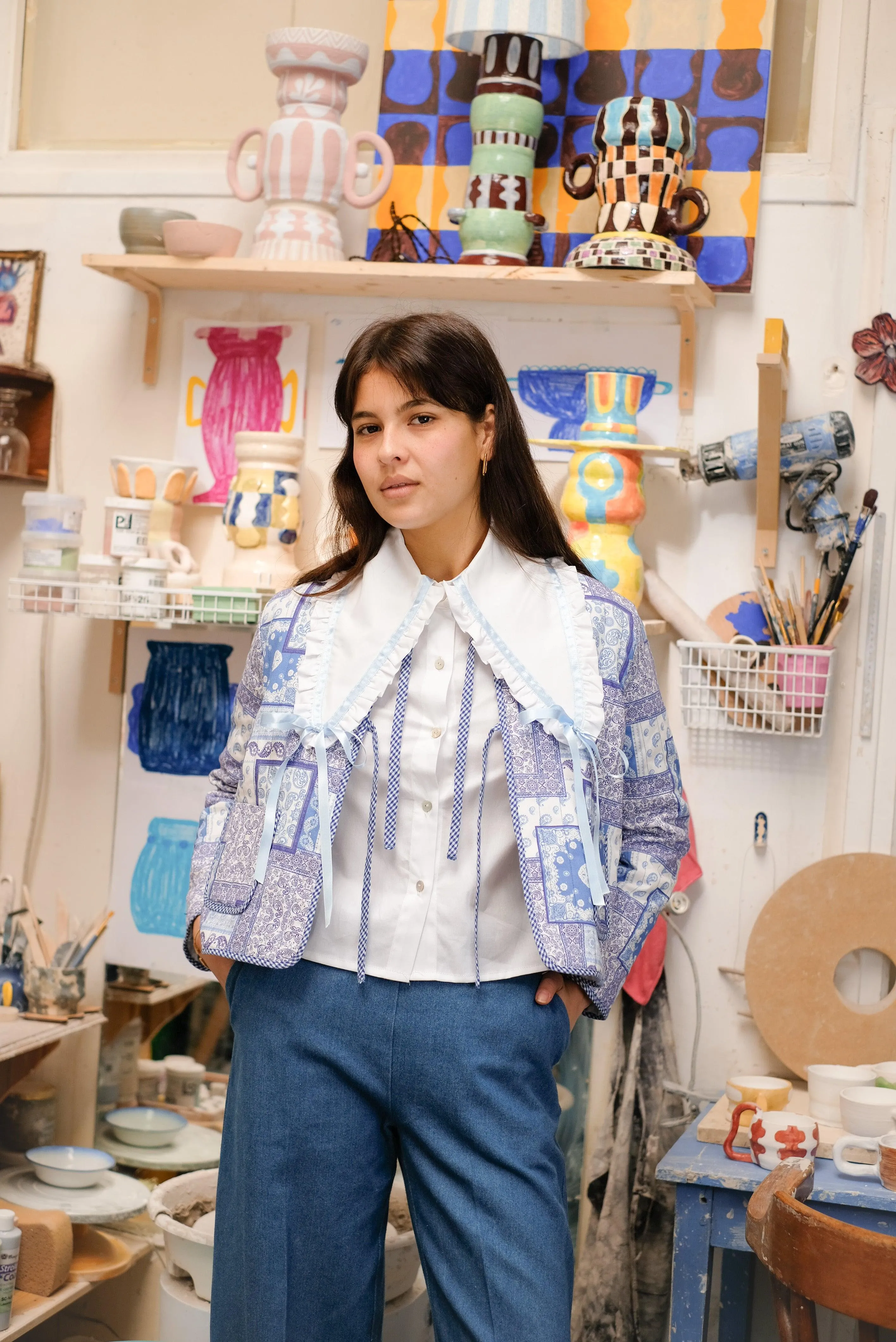Le Bow shirt - baby blue bow