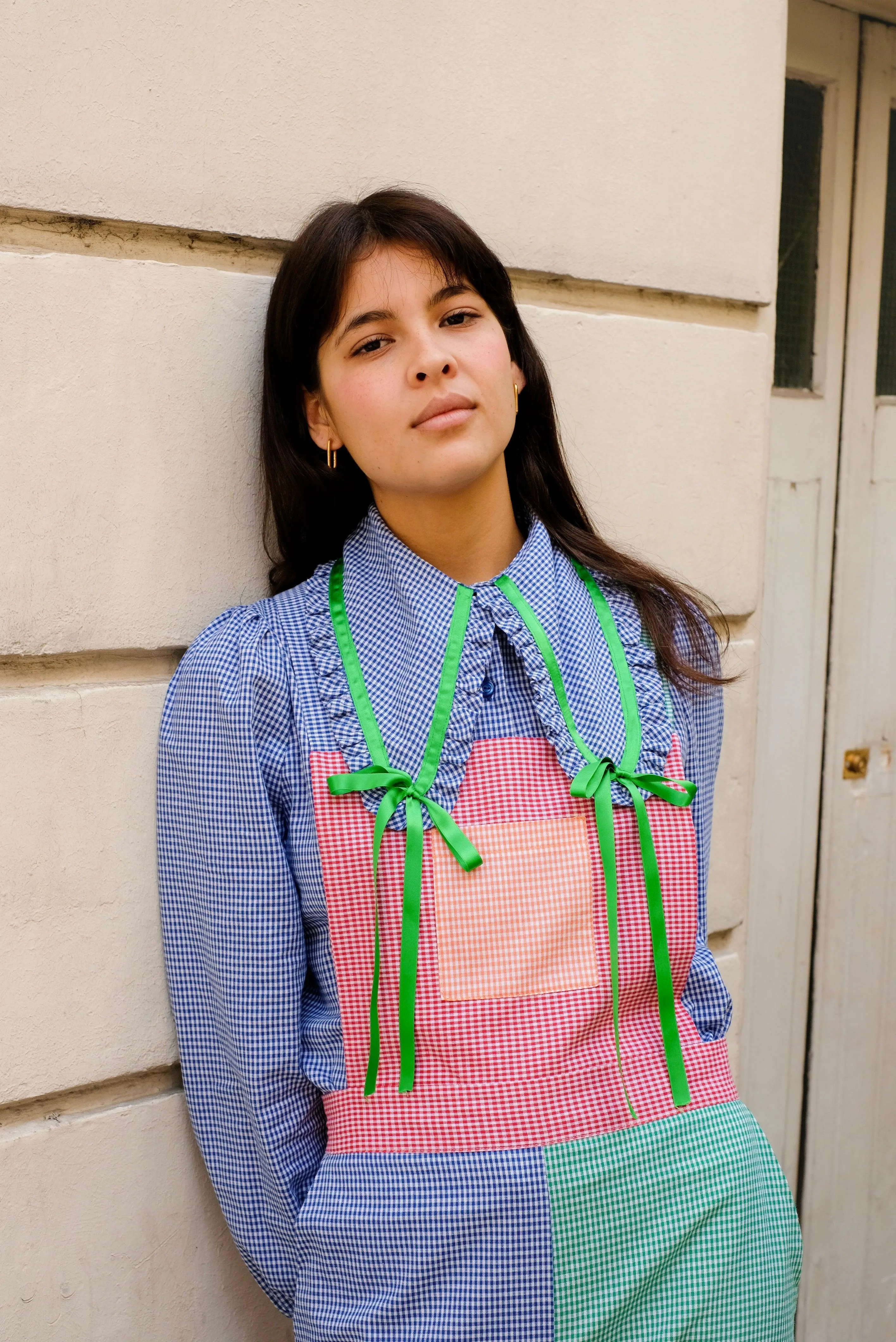 Le Bow shirt - royal blue gingham