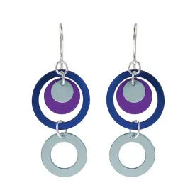 Lenel Designs Blue Purple Hoop Drop Earrings