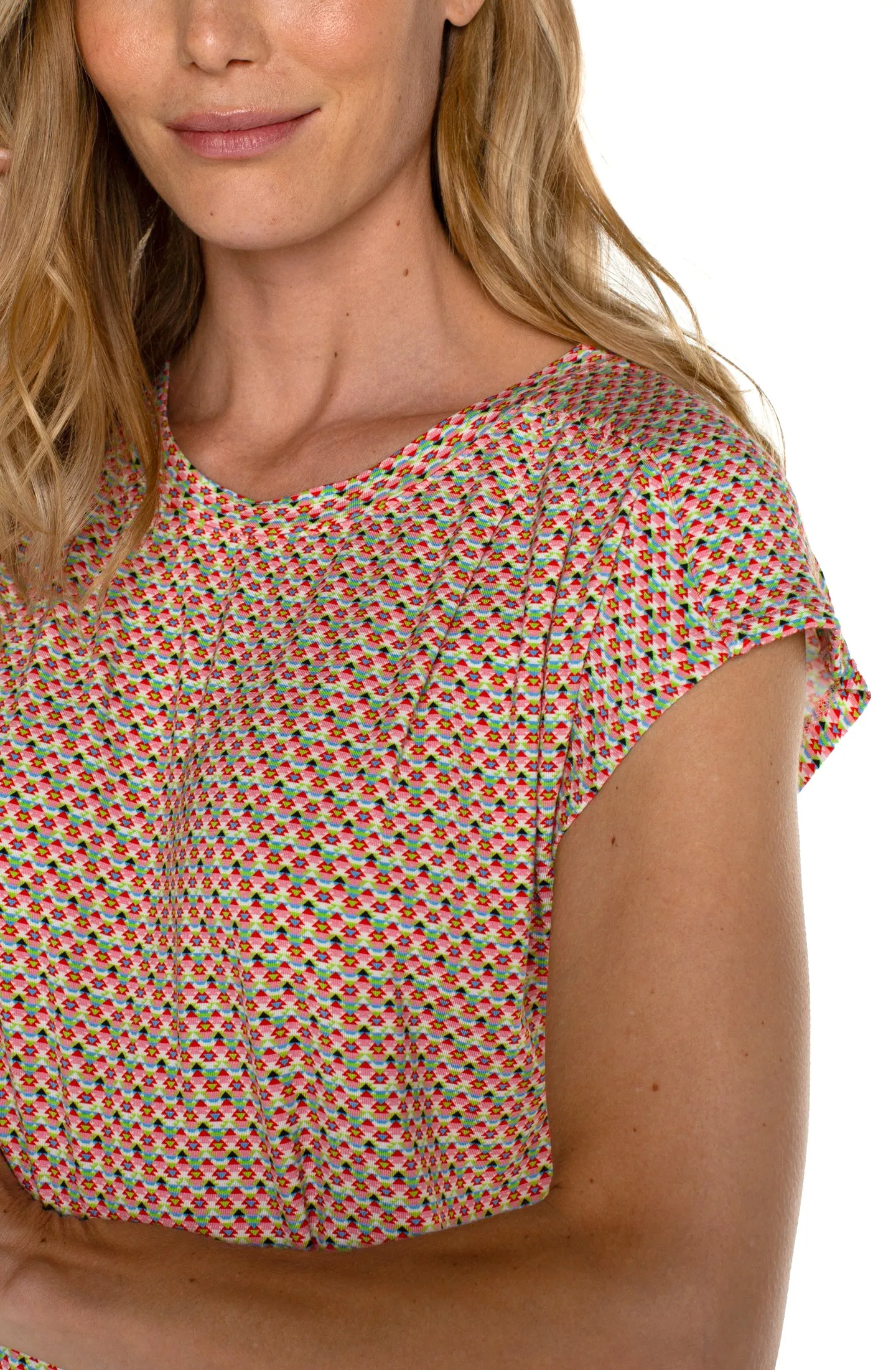 Liverpool Boat Neck Dolman Knit Top w/ Shoulder Pleats (multi geo)
