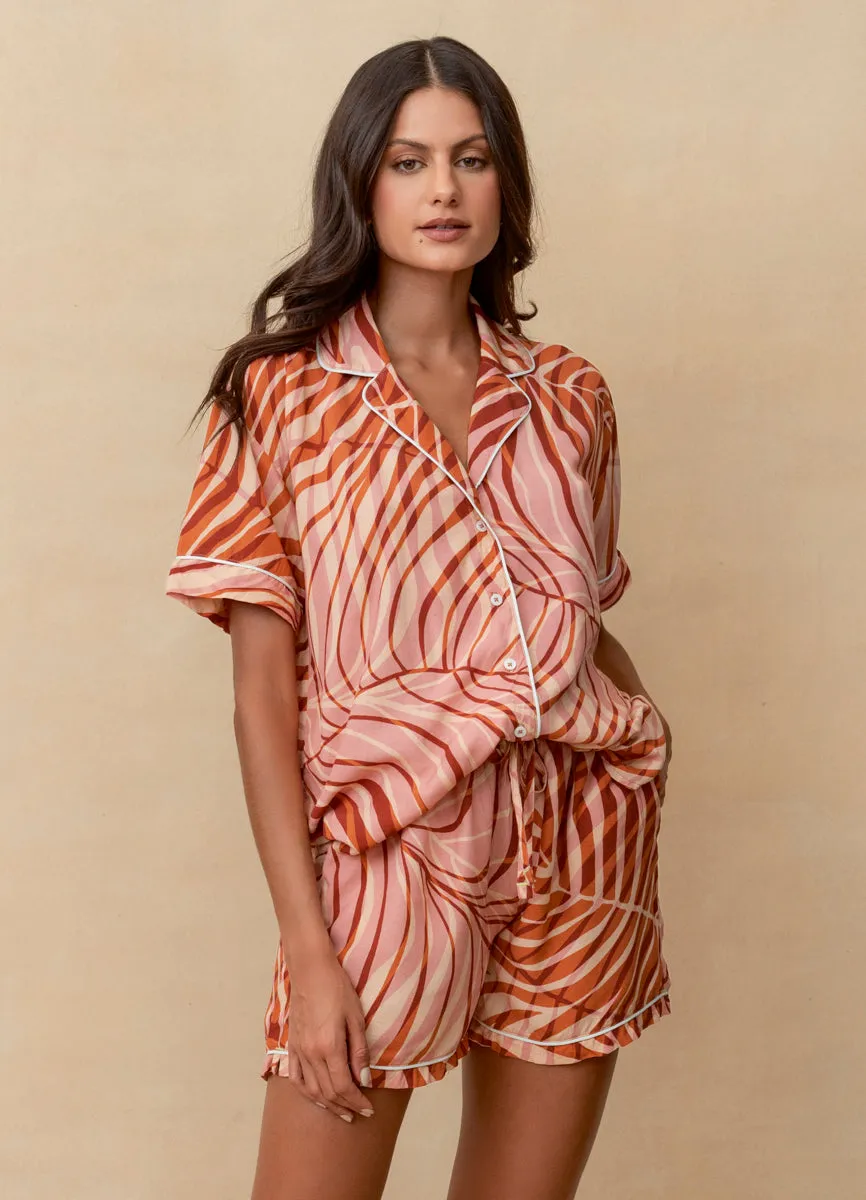 Maaji Blush Leaves Slumber Short Sleeve Short Set