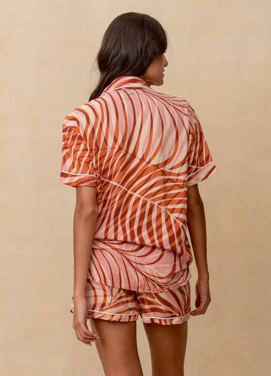 Maaji Blush Leaves Slumber Short Sleeve Short Set