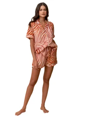 Maaji Blush Leaves Slumber Short Sleeve Short Set