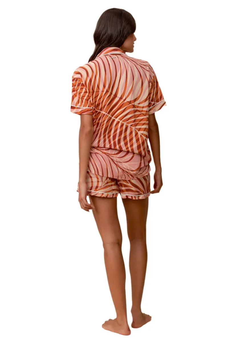 Maaji Blush Leaves Slumber Short Sleeve Short Set