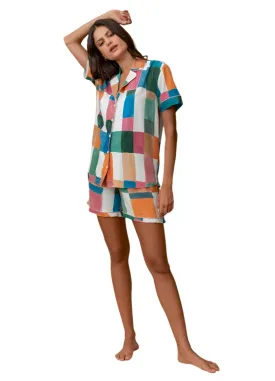 Maaji Colorful Chess Slumber Short Sleeve Short Set