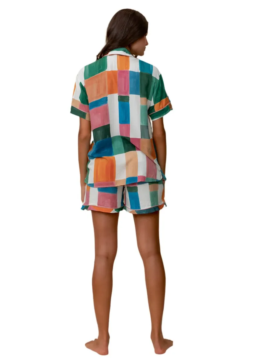 Maaji Colorful Chess Slumber Short Sleeve Short Set