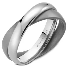 Men's 14K White Gold & Grey Tantalum Wedding Band