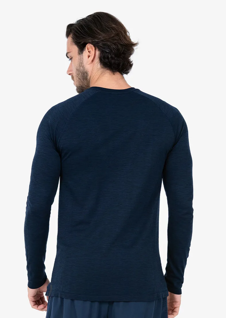 Mens Seamless Long Sleeve Top Navy Melange