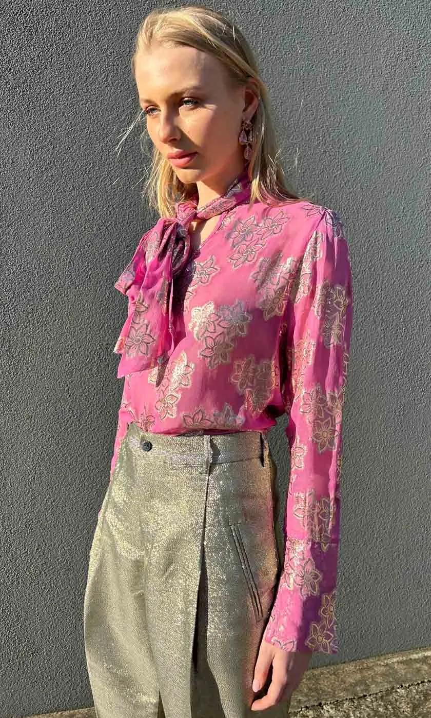 Mes Demoiselles Sandra Golden Metallic Pants