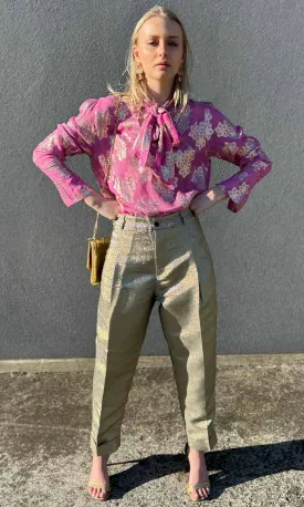 Mes Demoiselles Sandra Golden Metallic Pants