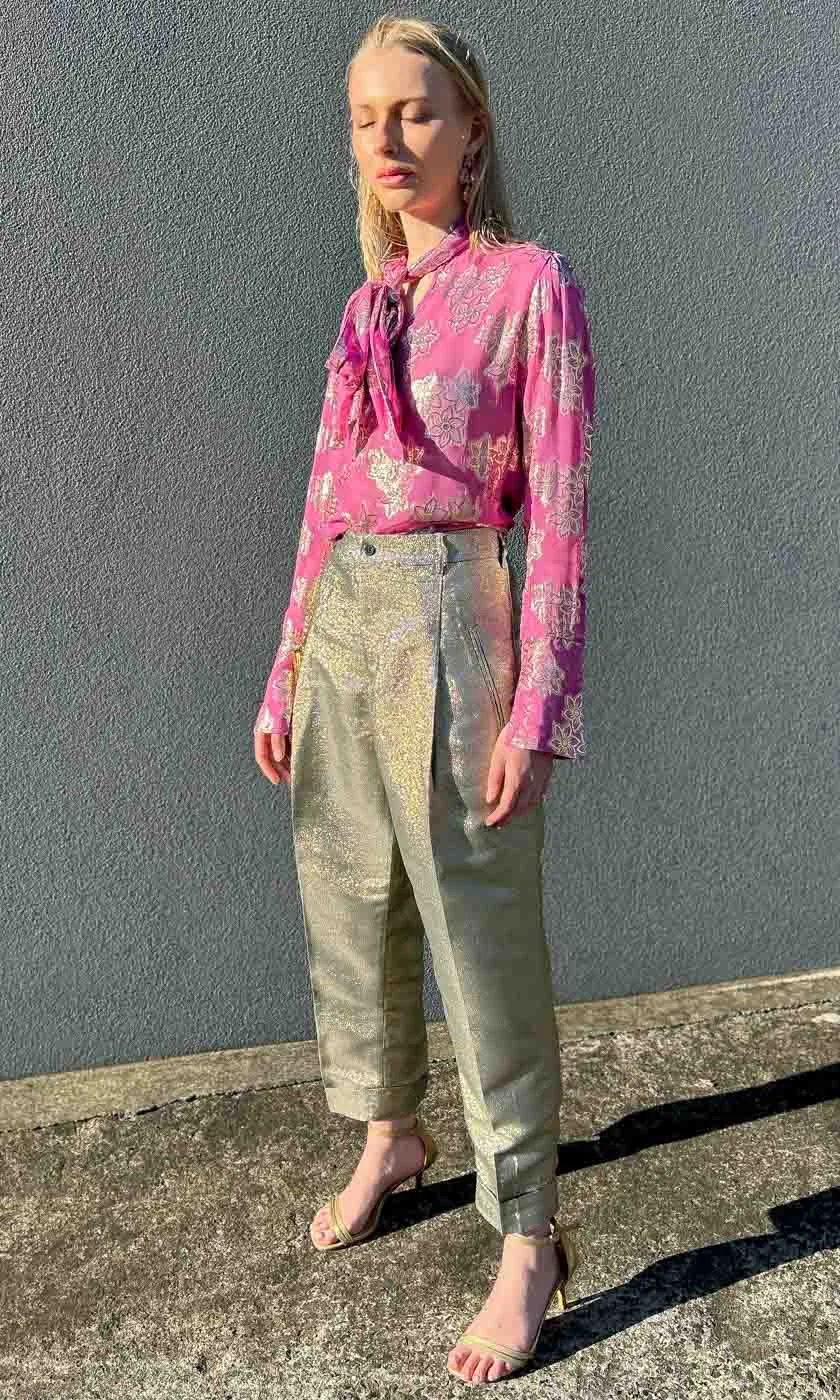 Mes Demoiselles Sandra Golden Metallic Pants