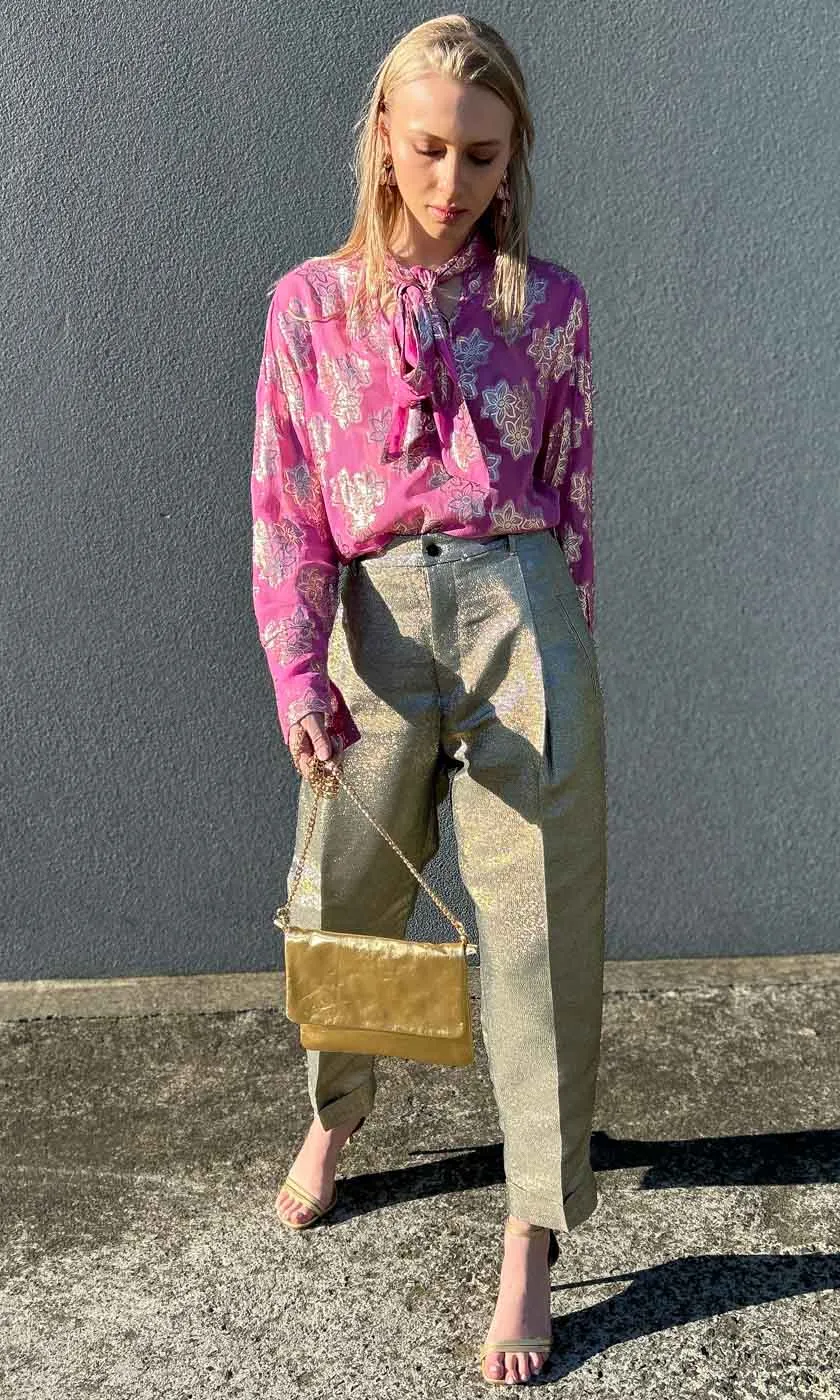 Mes Demoiselles Sandra Golden Metallic Pants