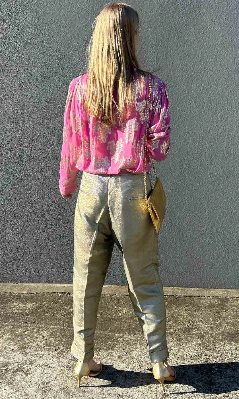 Mes Demoiselles Sandra Golden Metallic Pants