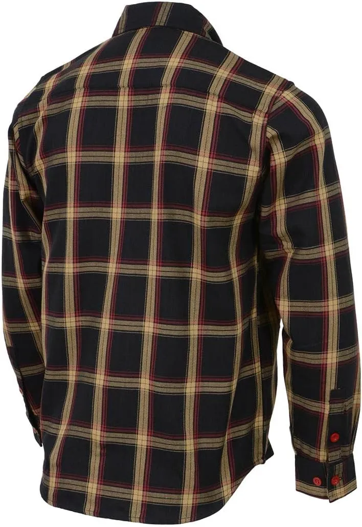 Milwaukee Leather MNG11669 Men's Black and Yellow with Red Long Sleeve Cotton Flannel Shirt - X-Large
