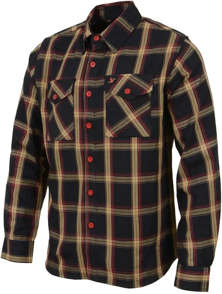 Milwaukee Leather MNG11669 Men's Black and Yellow with Red Long Sleeve Cotton Flannel Shirt - X-Large