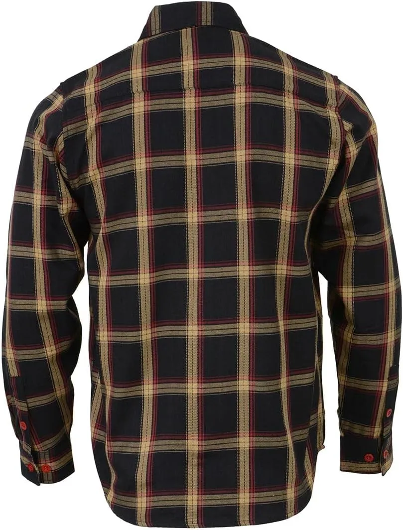 Milwaukee Leather MNG11669 Men's Black and Yellow with Red Long Sleeve Cotton Flannel Shirt - X-Large