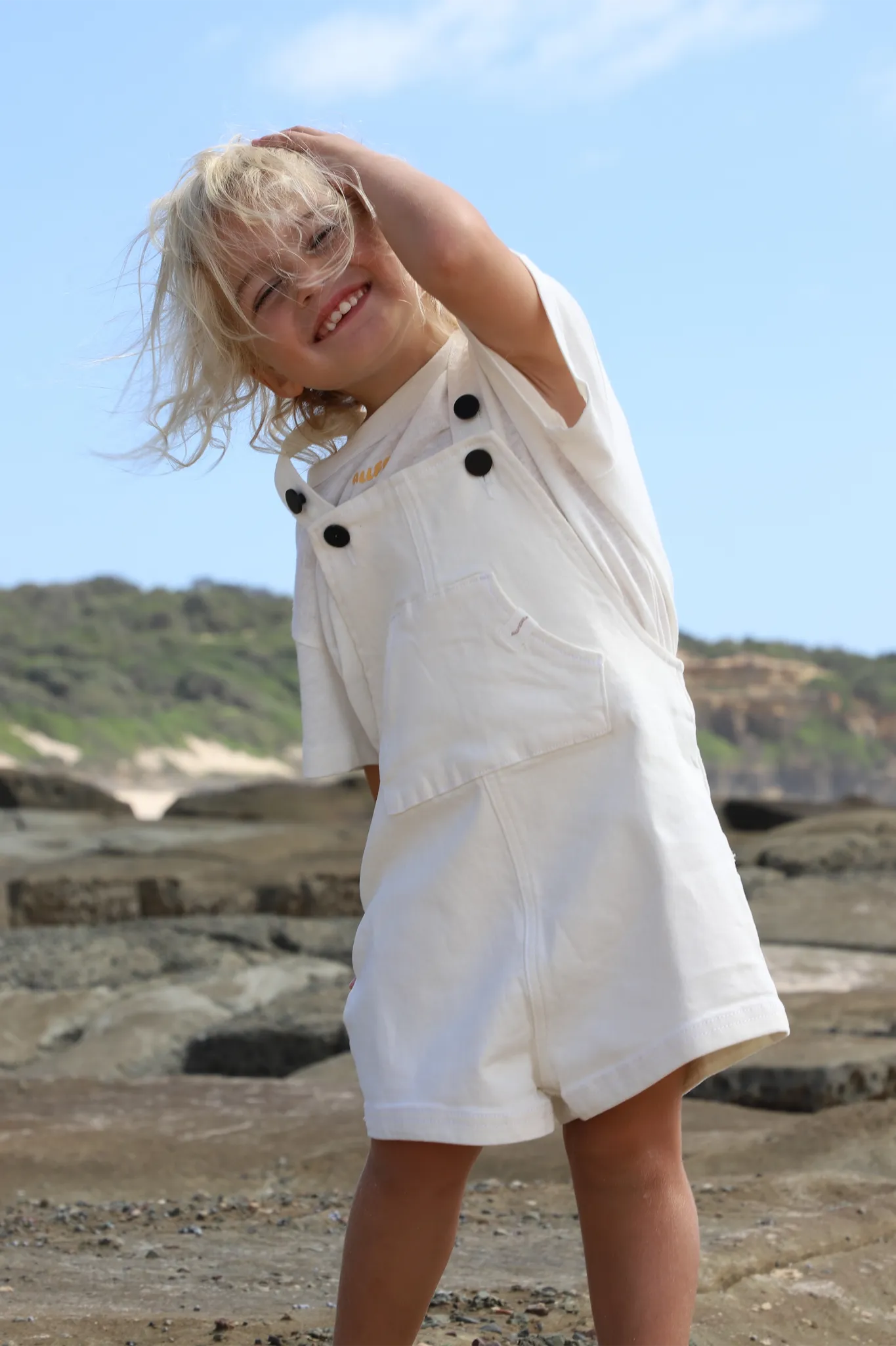Mini Denim Overalls (White)
