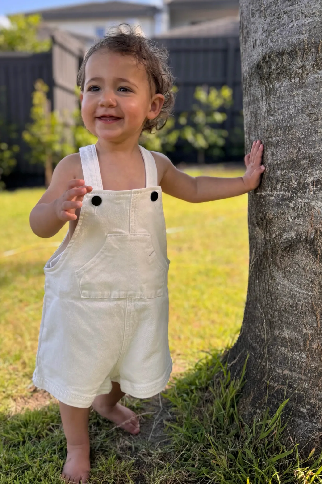 Mini Denim Overalls (White)