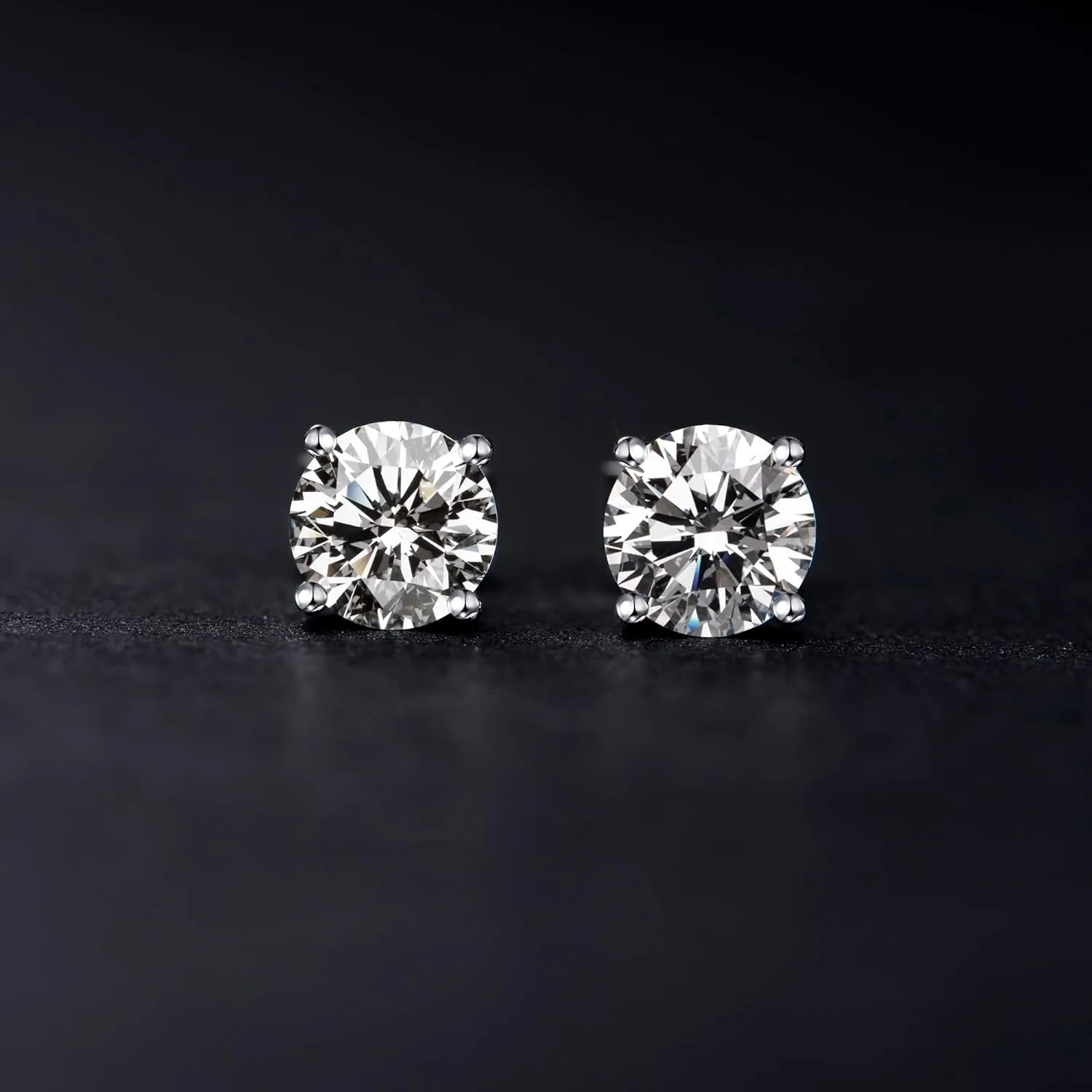 Moissanite Earrings, 925 Sterling Silver 18K White Gold Plating Earrings for Women Men (0.6-4ct)