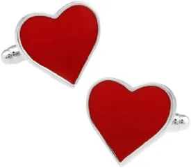 MRCUFF Heart Shaped Valentine Red Pair Cufflinks in Presentation Gift Box & Polishing Cloth
