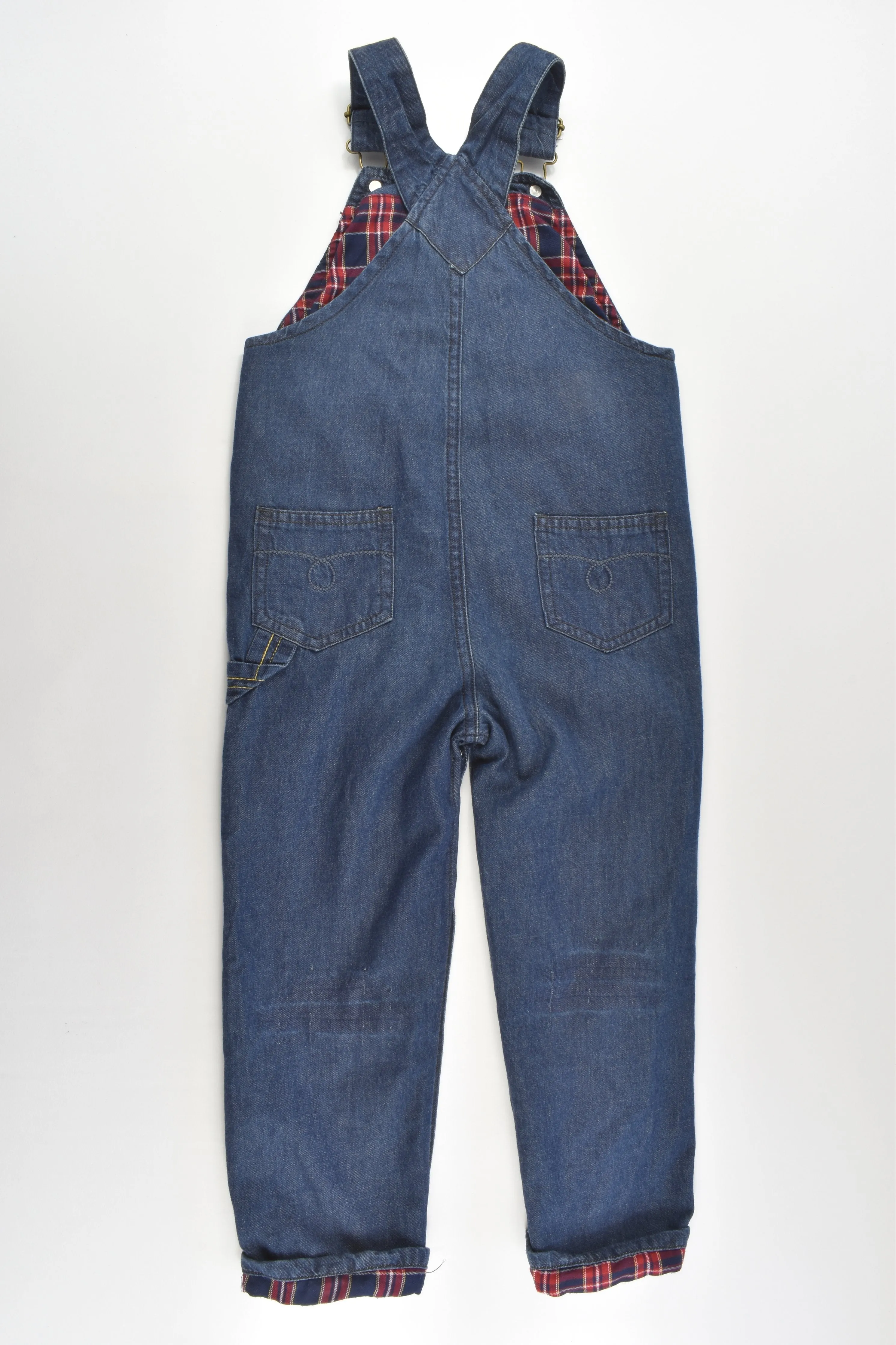 Ollie's Place Size 3 (100 cm) Lightweight Denim Overalls With Checked Lining