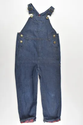 Ollie's Place Size 3 (100 cm) Lightweight Denim Overalls With Checked Lining