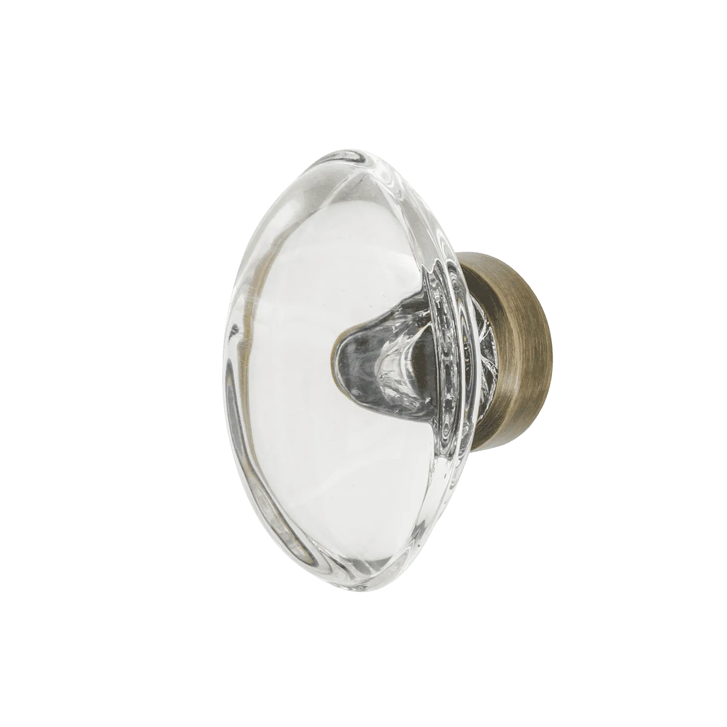 Oval Clear Crystal 1 3/4" Cabinet Knob in Antique Brass