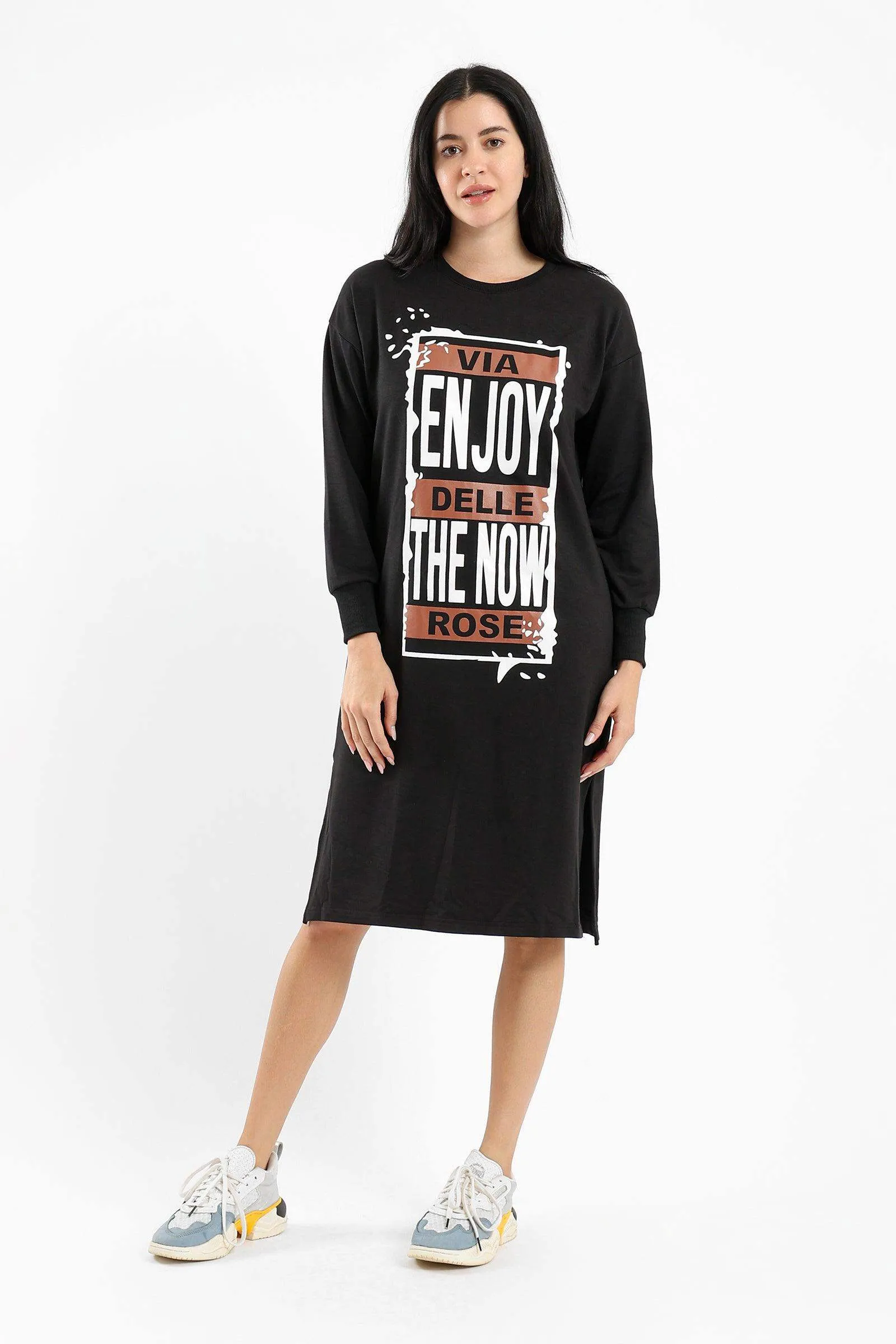 Printed Sweatshirt Dress