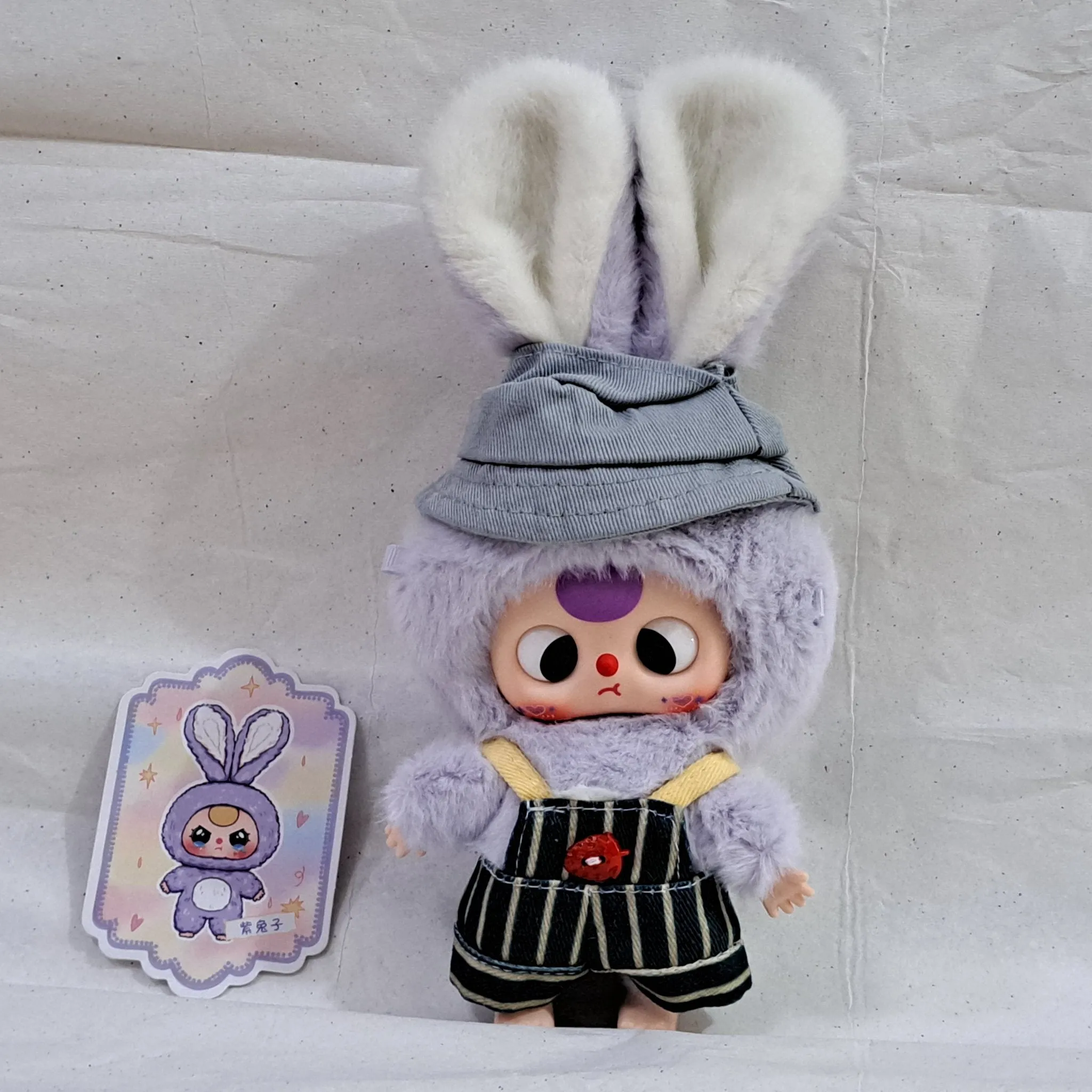 Purple with Overalls - Macaron Cute Bunny Plush Pendant - Baby Three
