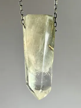 Quartz Crystal Necklace with Amphibole Inclusions