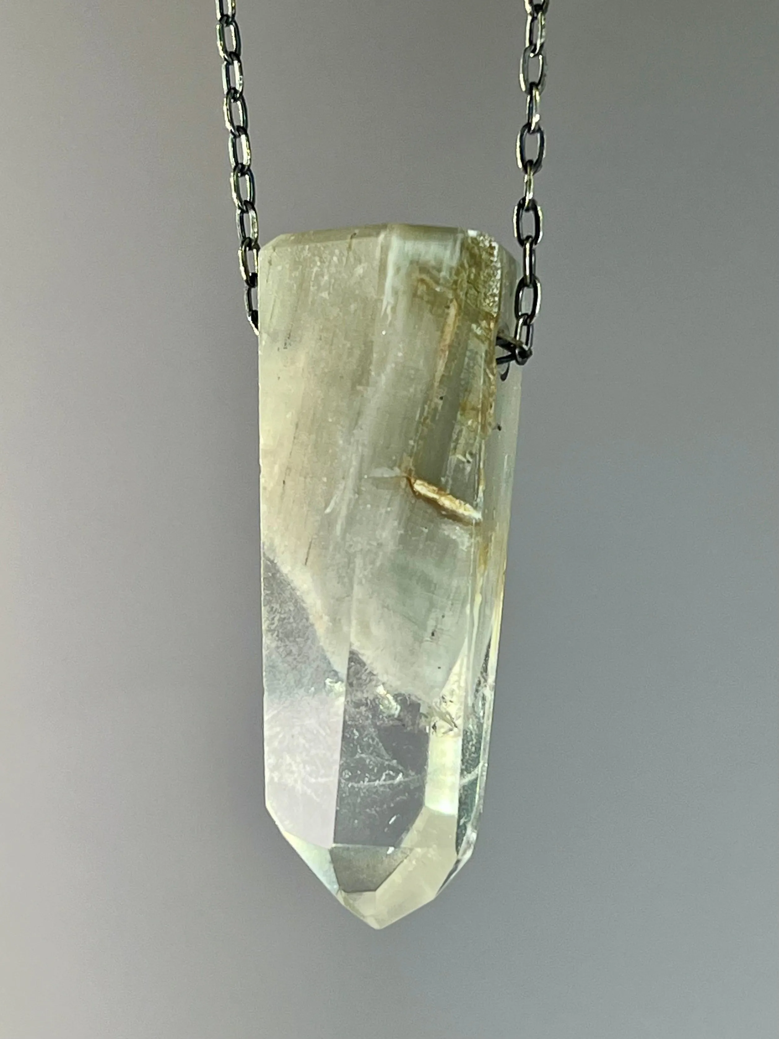 Quartz Crystal Necklace with Amphibole Inclusions