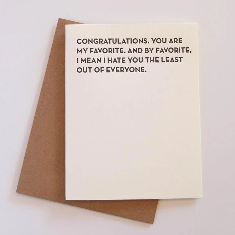 "Hate You the Least" Card