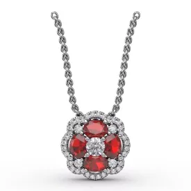 "Love in Bloom" Ruby and Diamond Pendant
