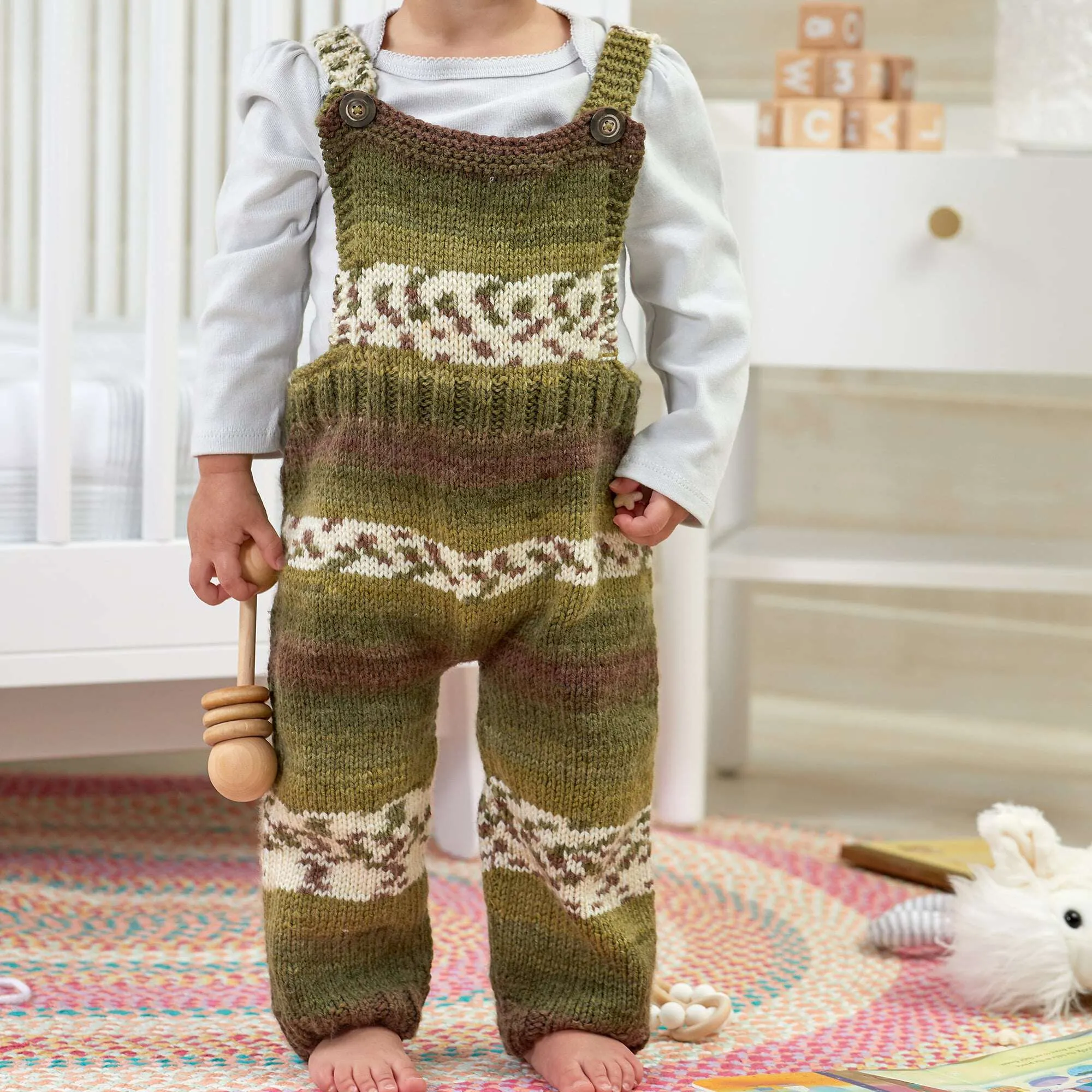 Red Heart Comfy Knit Baby Overalls