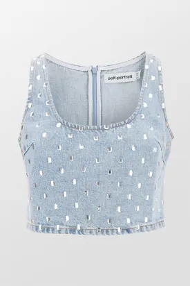 Rhinestone Denim Top