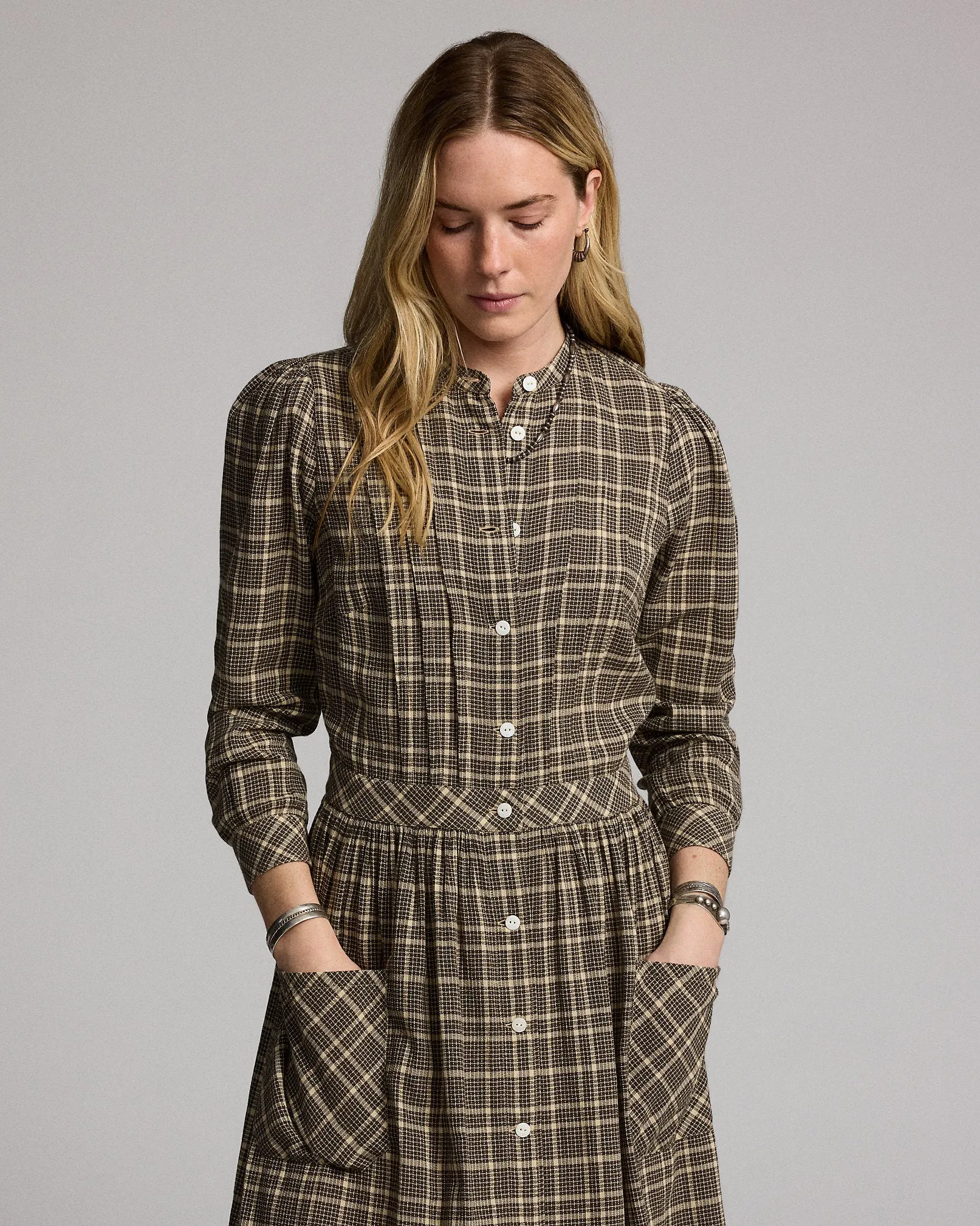 RRL Checked Cotton Dobby Dress