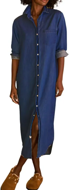Ru Sweet Women's Long Sleeve Button Down Denim Shirt Dress Lapel Distressed Midi Long Jean Dress