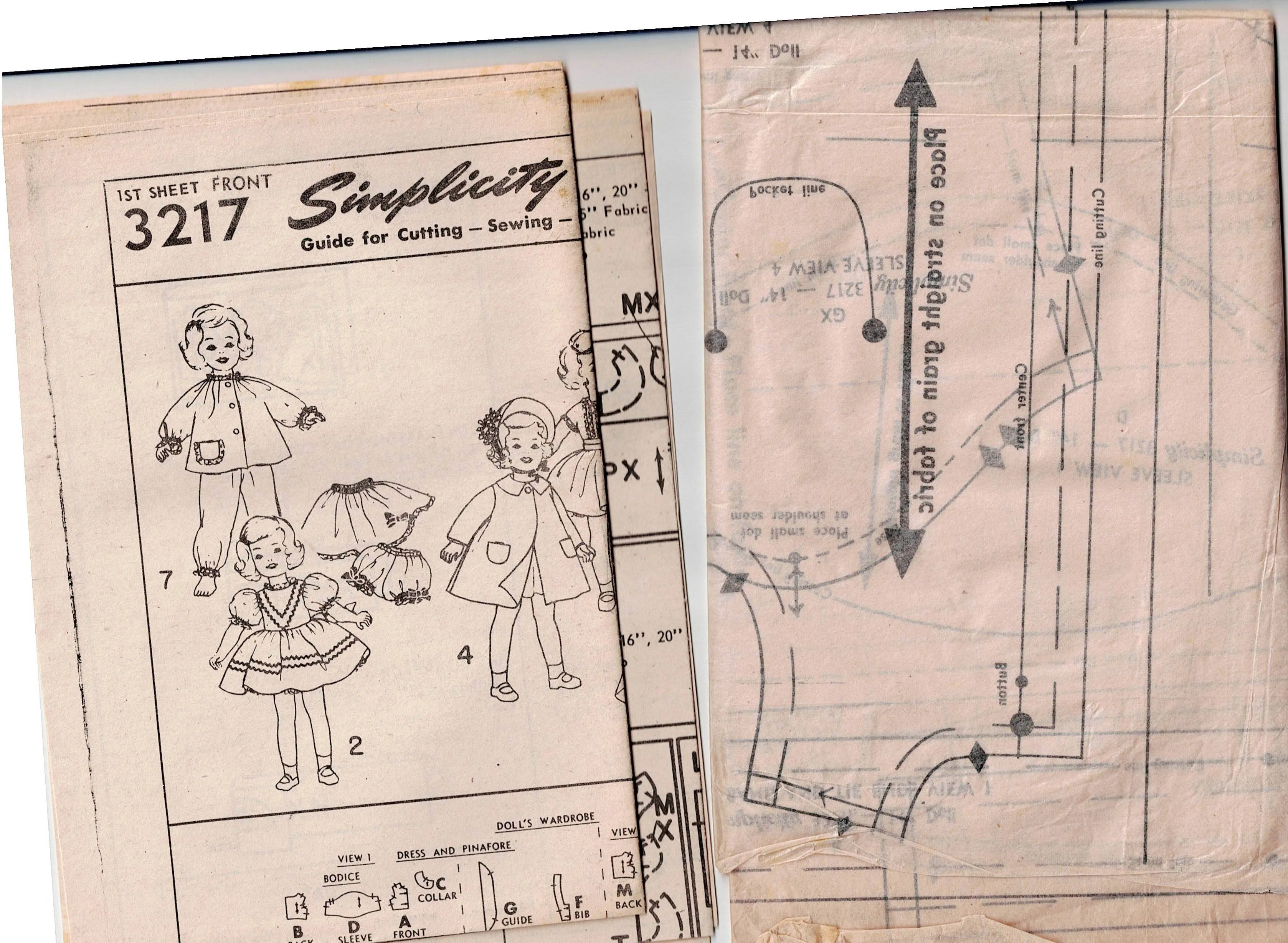 Simplicity 3217 Retro Wardrobe For 14 inch Shirley Temple Baby Dolls 1950s Vintage Sewing Pattern