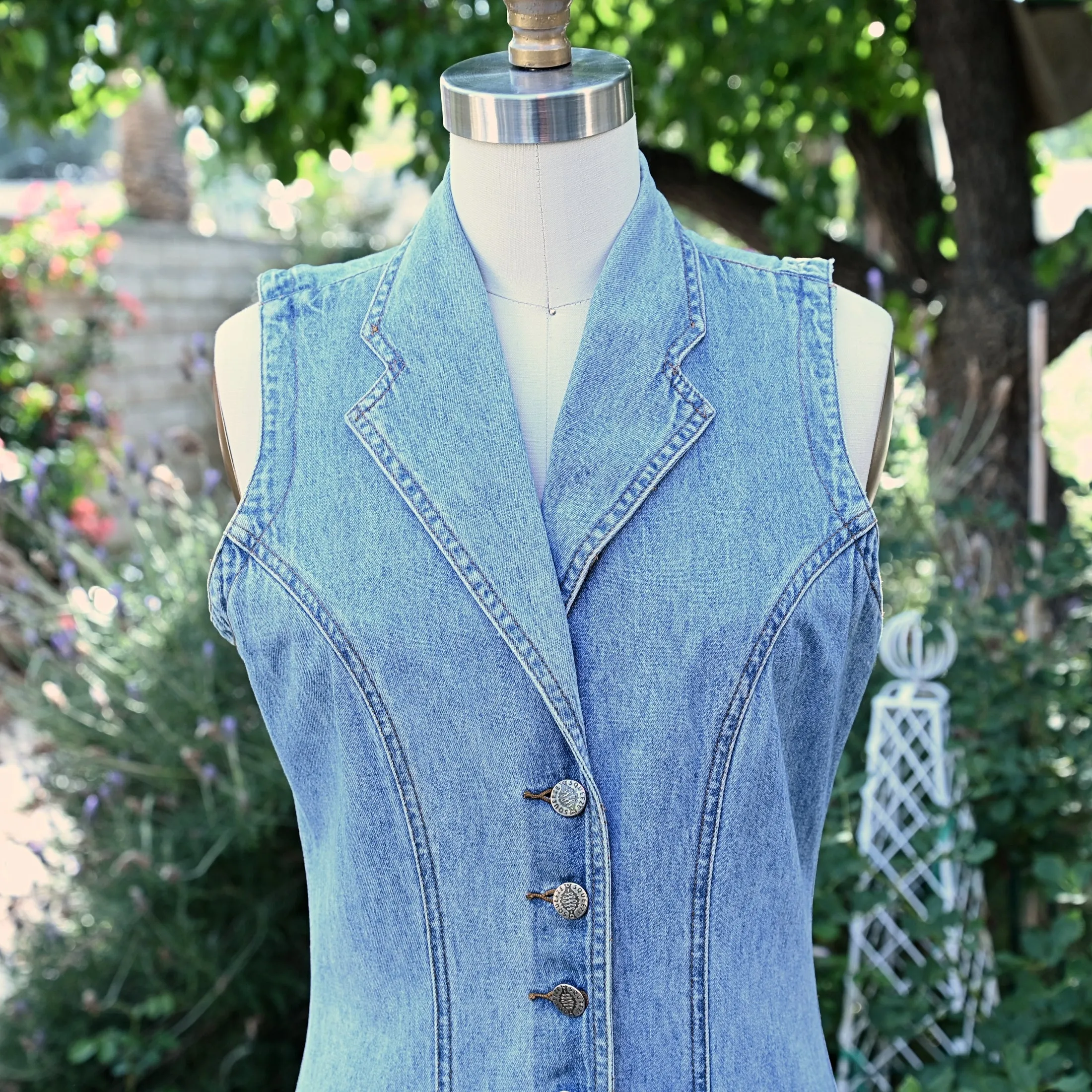 SOLD 90s Denim Dress Corset Lace Up Back, Y2K Boho Hippie Long Festival Dress M