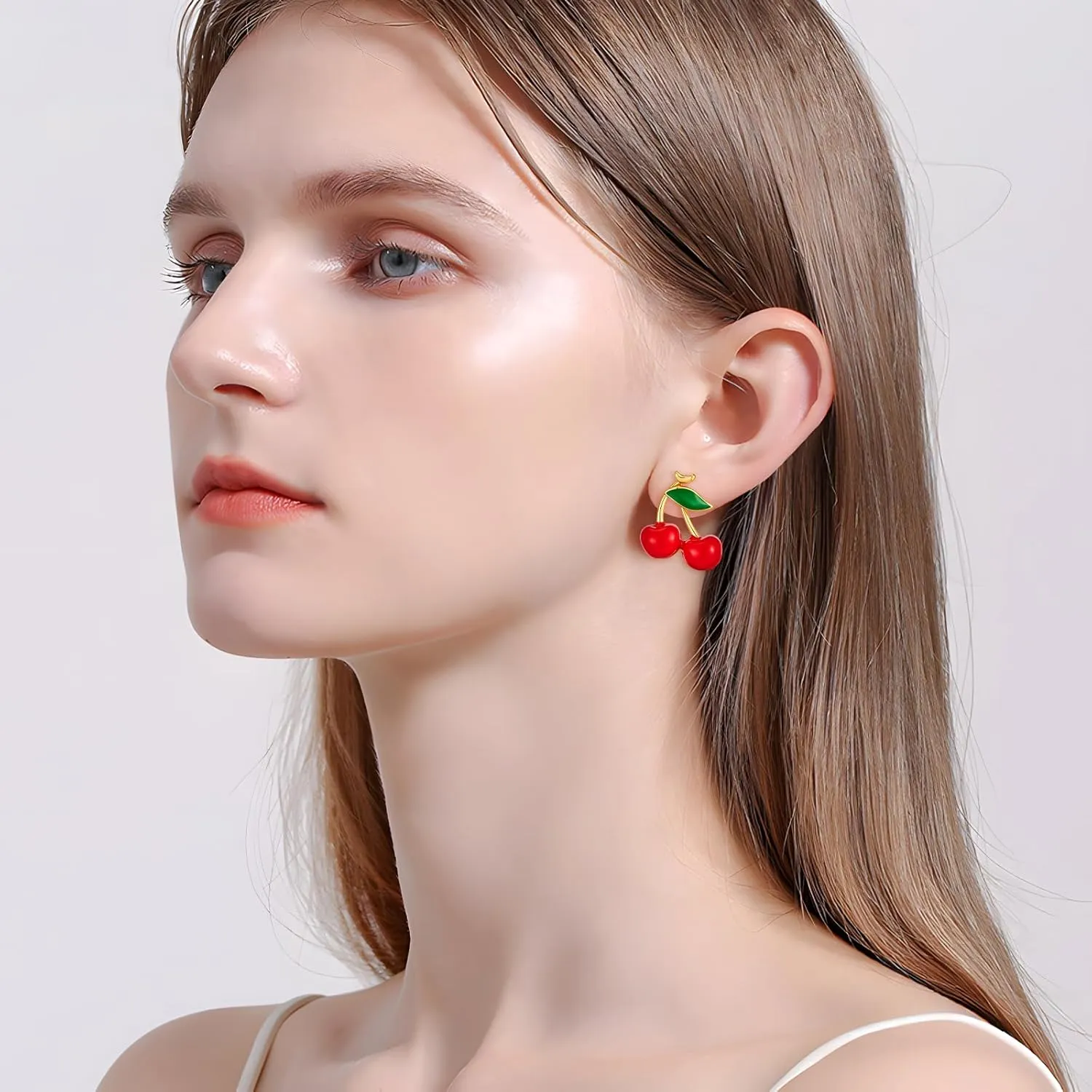 Strawberry Clip On Earrings for Women Red Cute Strawberry Cherry Clip On Earrings Summer Fruit Non Pierced Earring