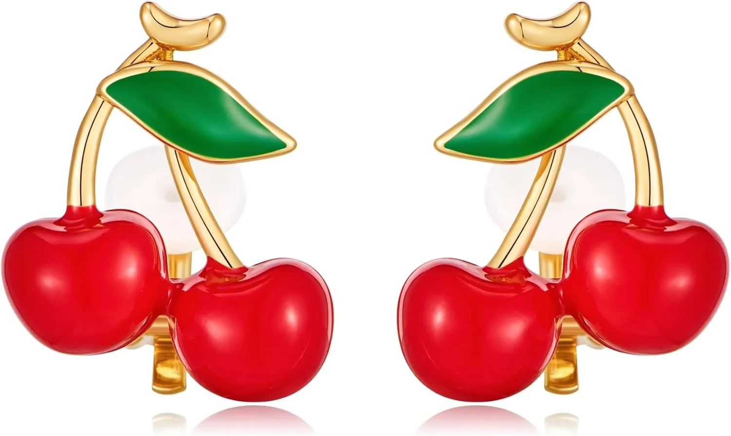 Strawberry Clip On Earrings for Women Red Cute Strawberry Cherry Clip On Earrings Summer Fruit Non Pierced Earring