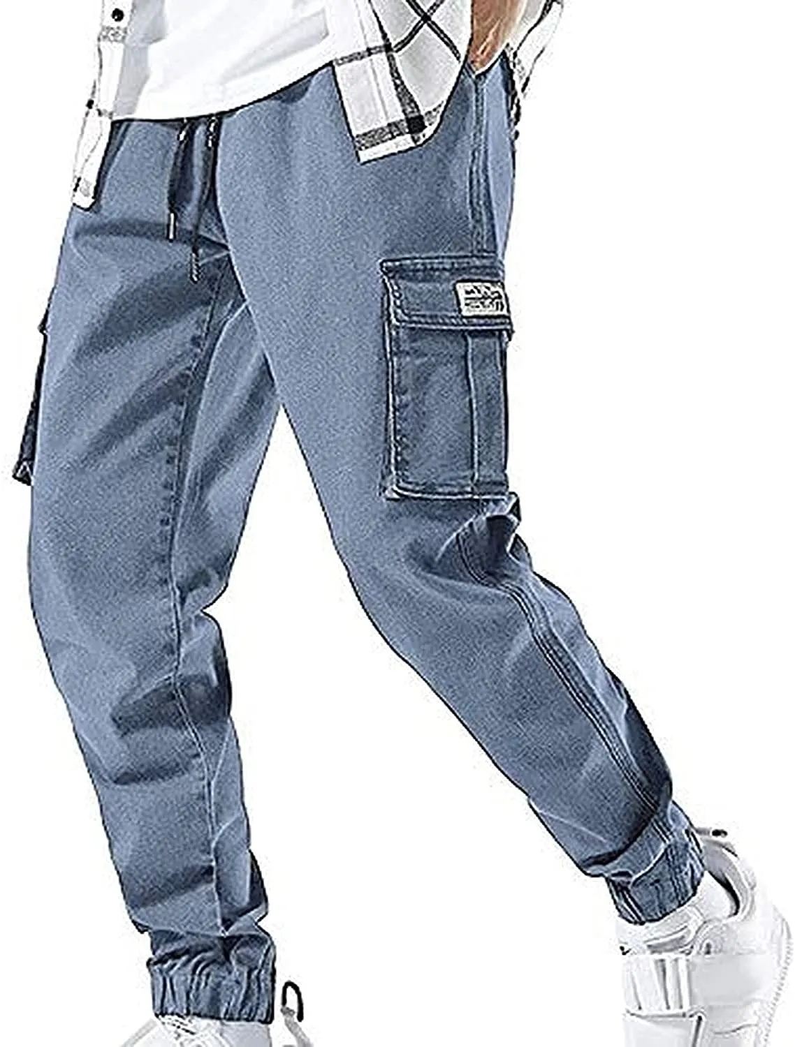 Streetwear Hip Hop Cargo Joggers Pants for Men Denim Overalls Sports Harness Feet Harlan Casual Trousers