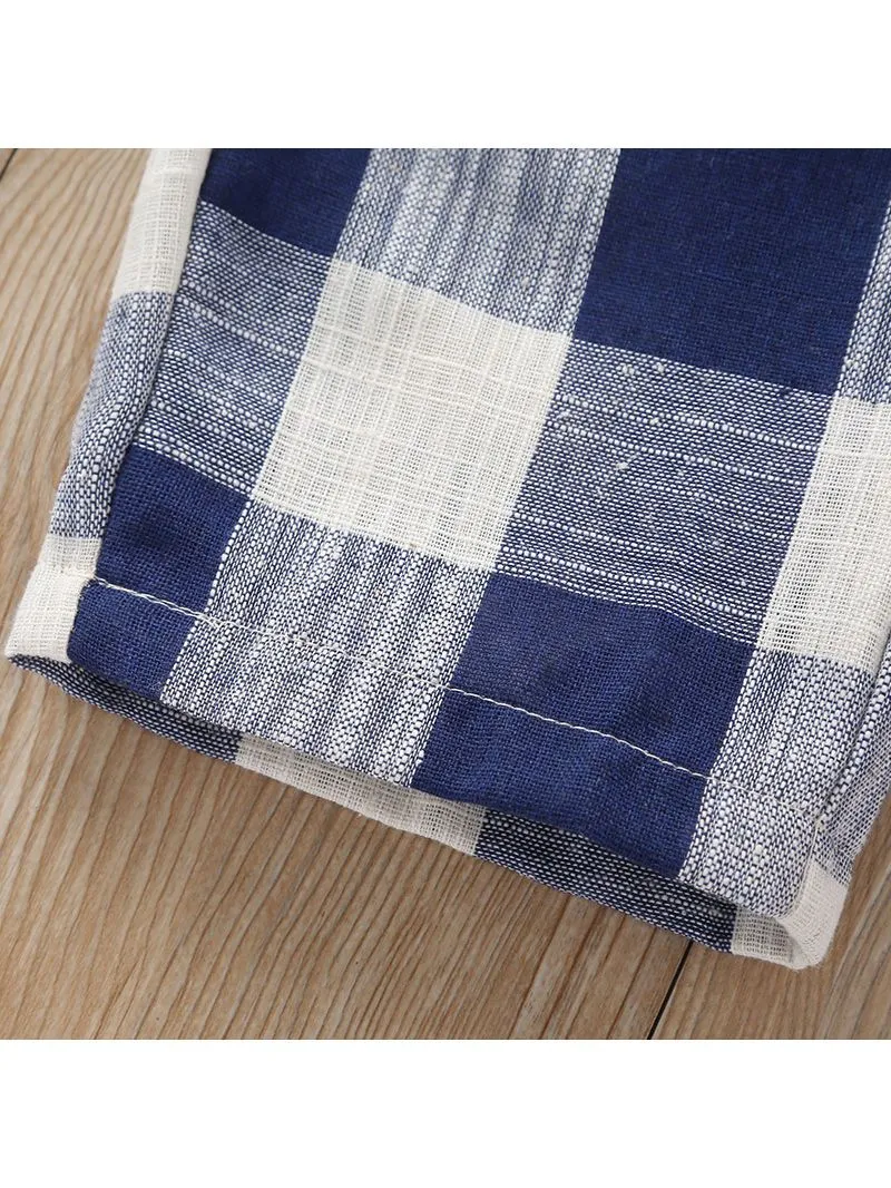 Stylish Checked Ruffle Overall For Baby Toddler Girl