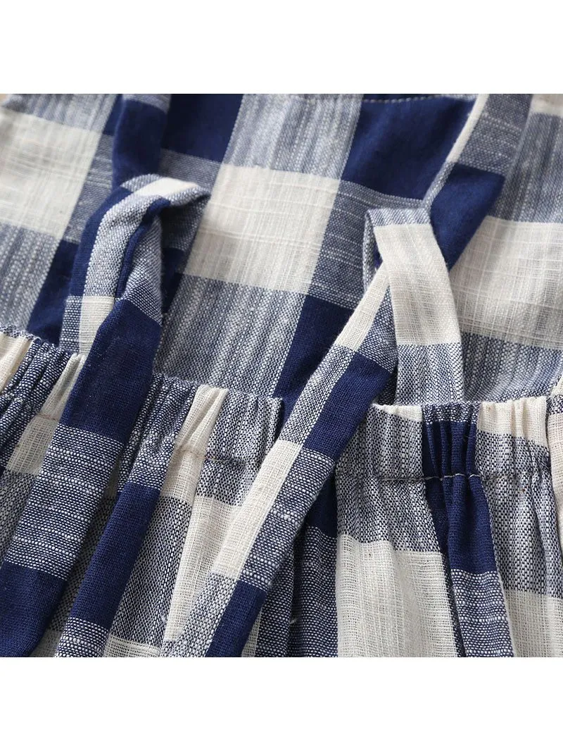 Stylish Checked Ruffle Overall For Baby Toddler Girl